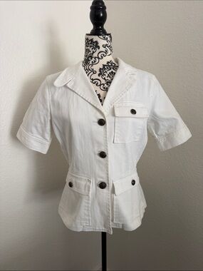 Lauren Ralph Lauren White Short-Sleeve Denim Safari Jacket Size M